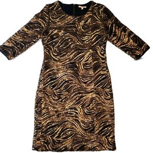 Gibson Latimer Black | Gold Sequin Dress Size 12